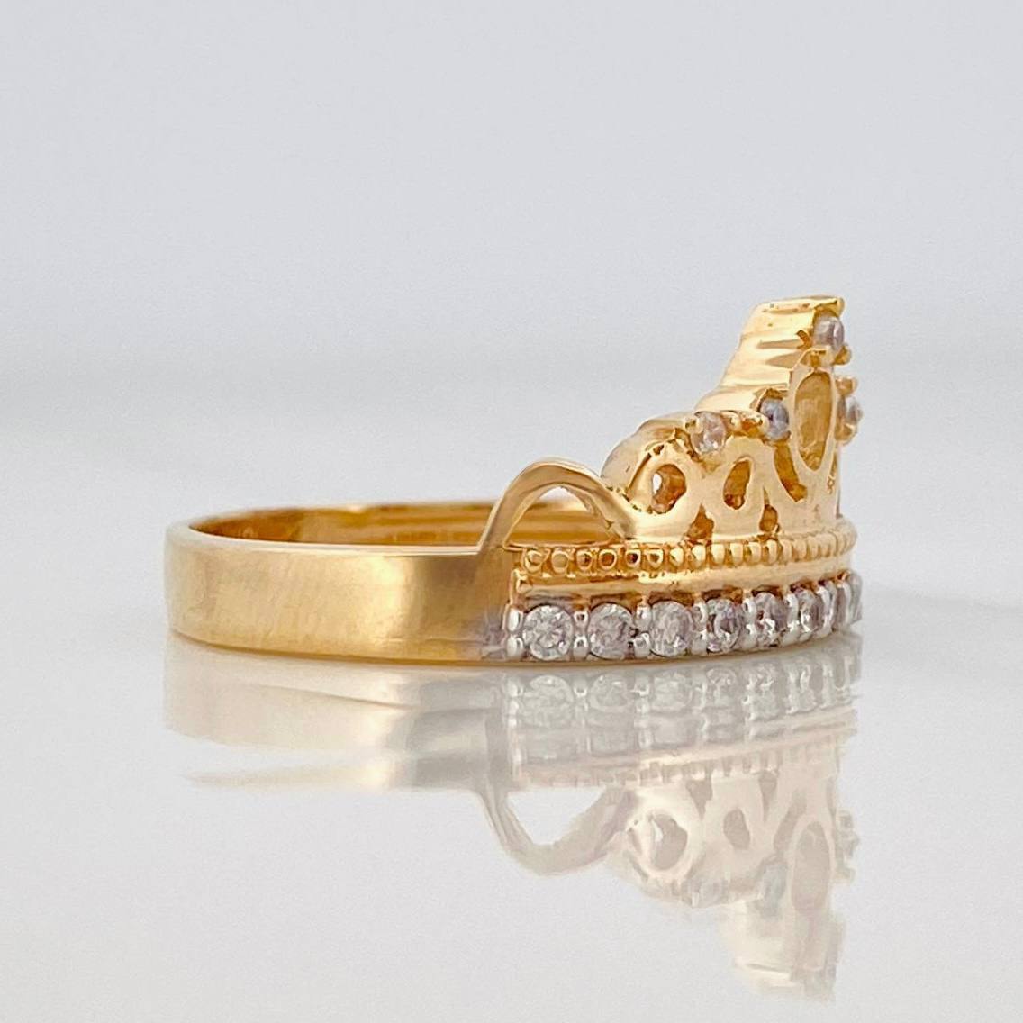 Anillo Corona 3.95g / T6 1/4 Dos Oros Amarillo Blanco 18K