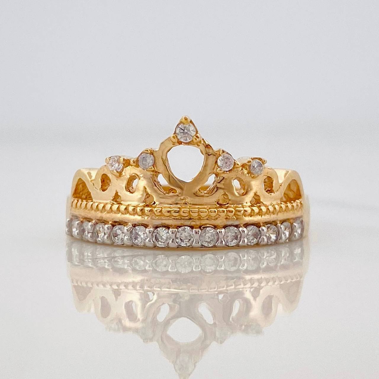 Anillo Corona 3.95g / T6 1/4 Dos Oros Amarillo Blanco 18K