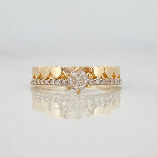 Anillo Solitario Churumbela Corazones 2.3g / T6 1/4 Dos Oros Amarillo Blanco 18K