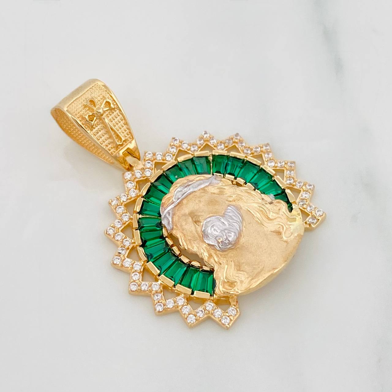 Dije Rostro de Cristo 7.2g / 1 1/4 in Dos Oros Amarillo Blanco 18K