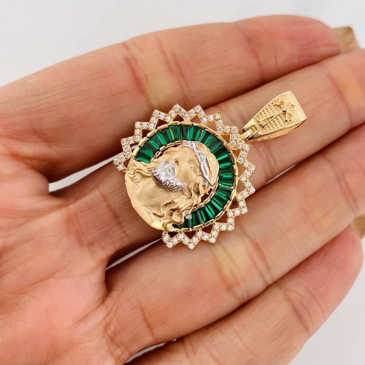 Dije Rostro de Cristo 7.2g / 1 1/4 in Dos Oros Amarillo Blanco 18K