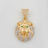 Dije León 5.3g / 1 1/4 in Dos Oros Amarillo Blanco 18K