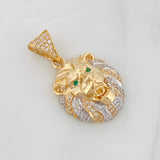 Dije León 5.3g / 1 1/4 in Dos Oros Amarillo Blanco 18K