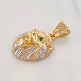 Dije León 5.3g / 1 1/4 in Dos Oros Amarillo Blanco 18K