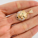 Dije León 5.3g / 1 1/4 in Dos Oros Amarillo Blanco 18K