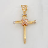 Nail Cross Pendant 3.5g / 1 1/2 in Three Golds 18K