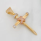 Nail Cross Pendant 3.5g / 1 1/2 in Three Golds 18K
