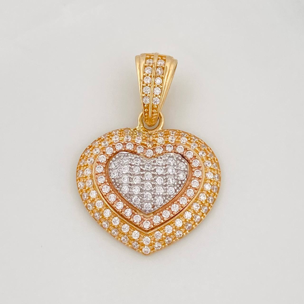 Dije Corazón Tupido 3.1g / 1 in Tres Oros 18K