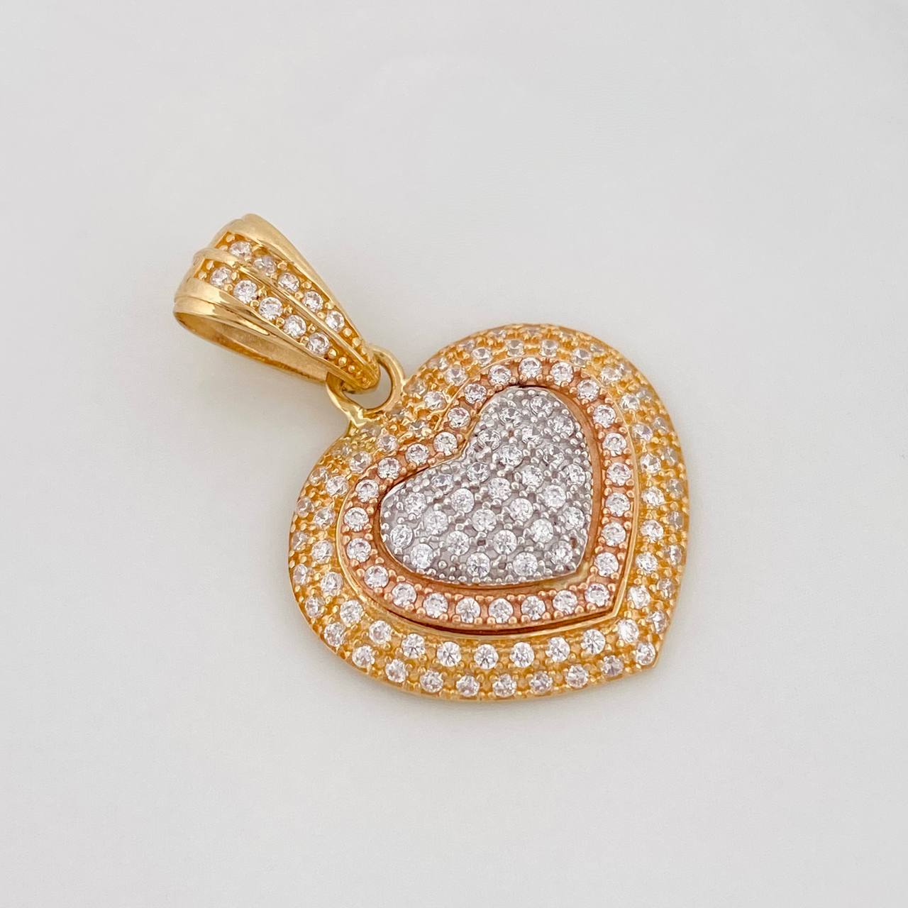Dije Corazón Tupido 3.1g / 1 in Tres Oros 18K