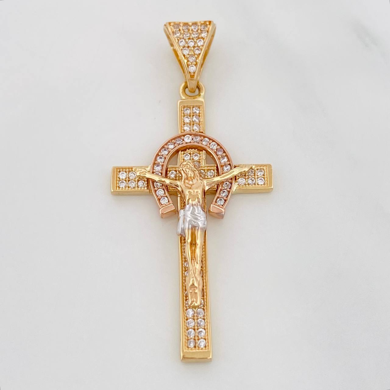 Dije Cruz Cristo 4.4g / 1 3/4 in Tres Oros 18K