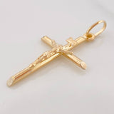 Christ Cross Pendant 2.3g / 1 1/2 in Two Yellow White Golds 18K