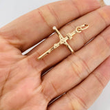 Christ Cross Pendant 2.3g / 1 1/2 in Two Yellow White Golds 18K