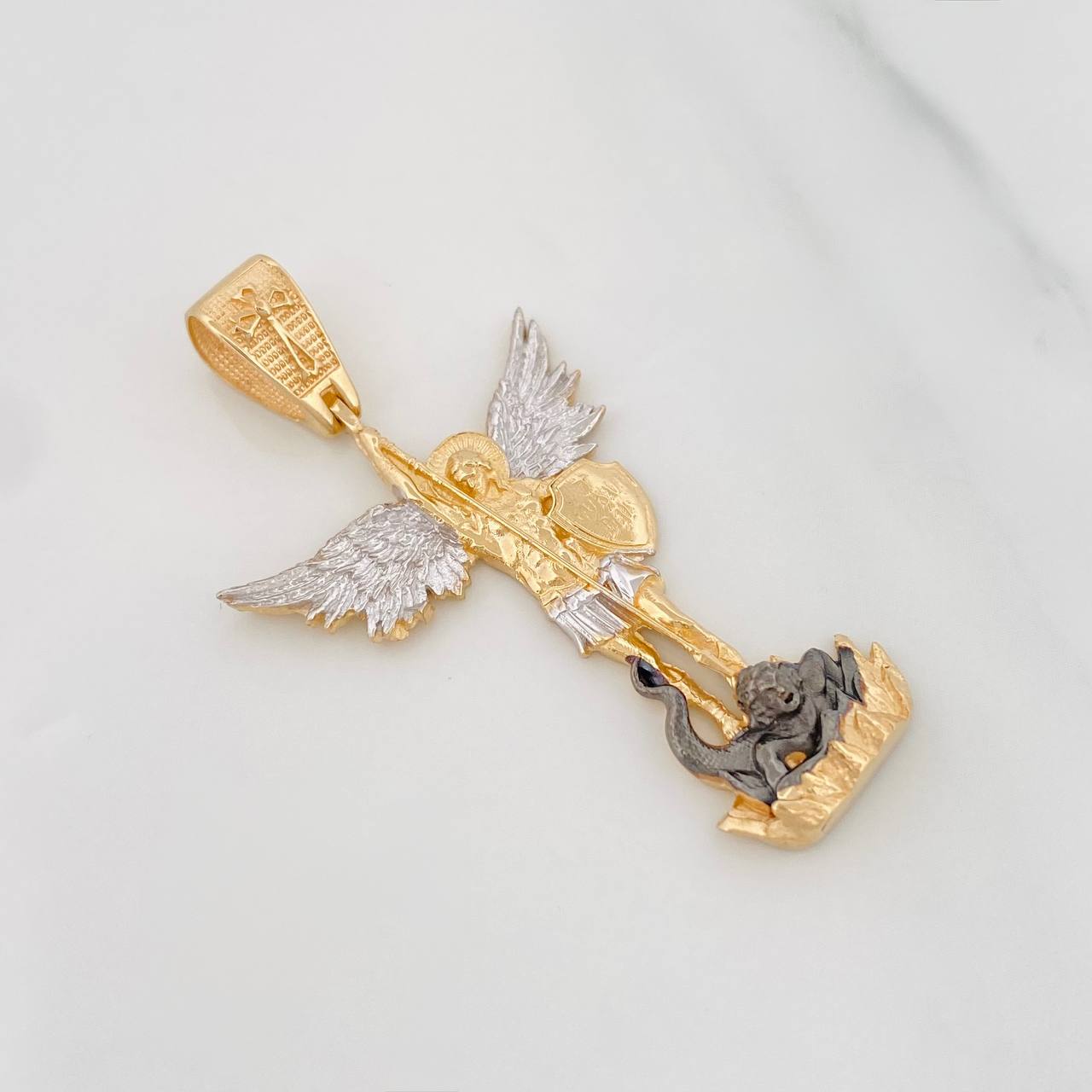 Pendant Saint Michael Archangel 6.4g / 2 in Three Golds 18K