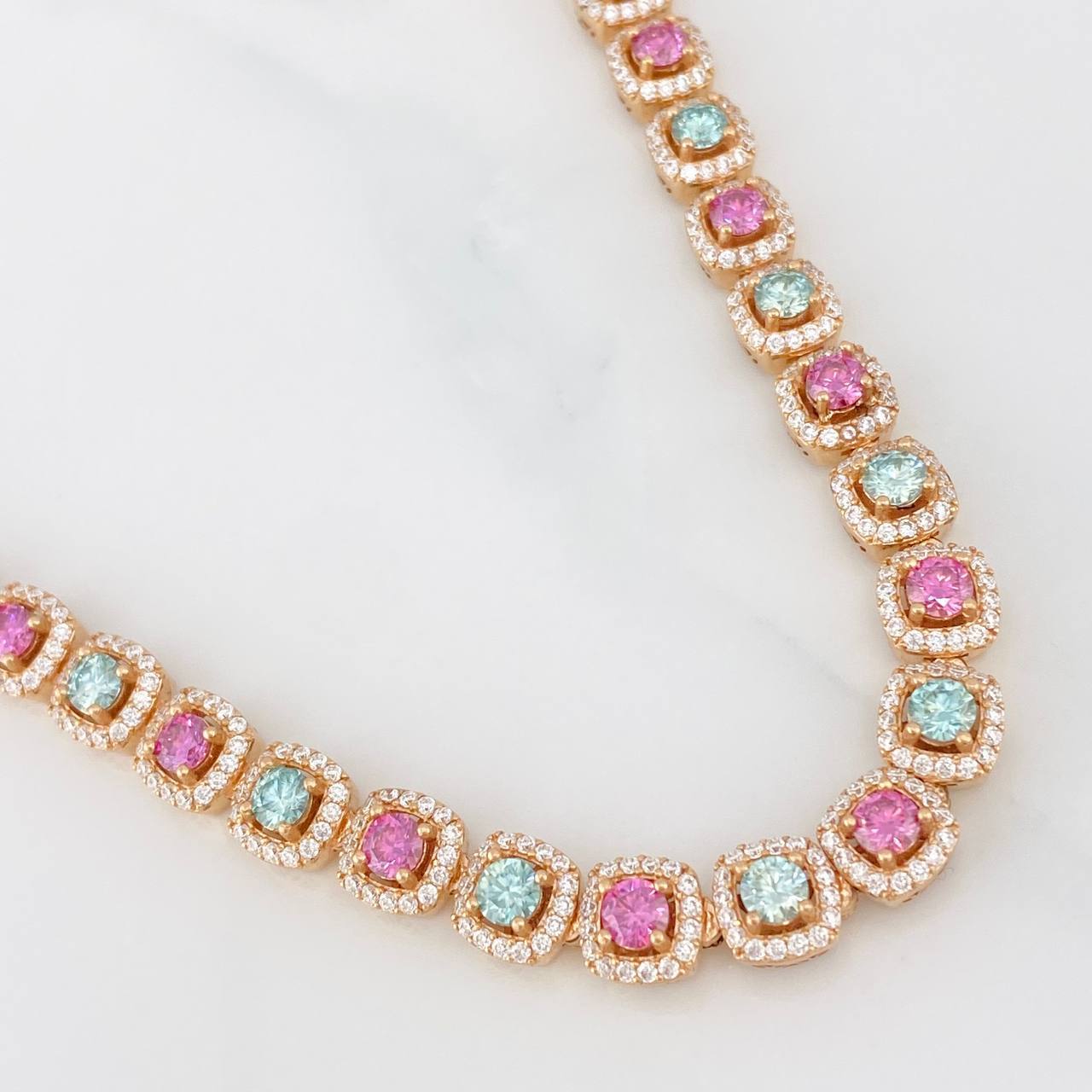 Tennis Chain Moissanites 2.665 cts Diamonds 1.040 pts 76.05g / 22 in / 7.36mm 18K Rose Gold