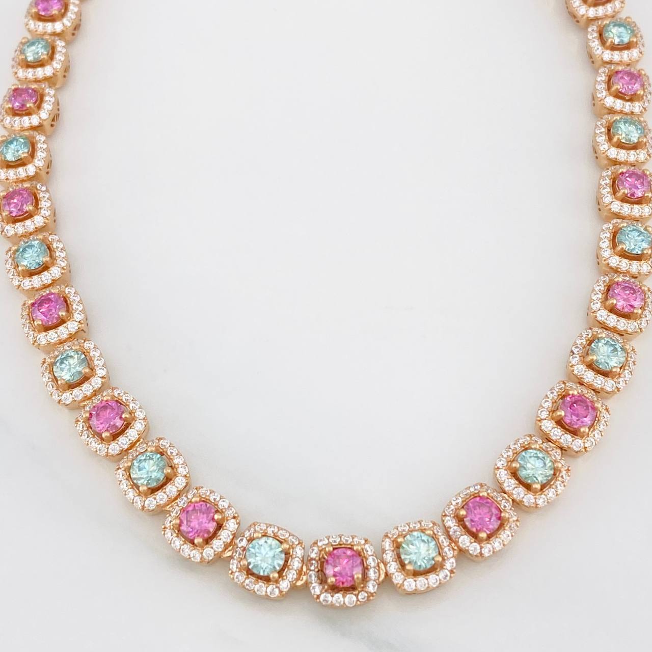 Tennis Chain Moissanites 2.665 cts Diamonds 1.040 pts 76.05g / 22 in / 7.36mm 18K Rose Gold