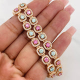 Tennis Chain Moissanites 2.665 cts Diamonds 1.040 pts 76.05g / 22 in / 7.36mm 18K Rose Gold