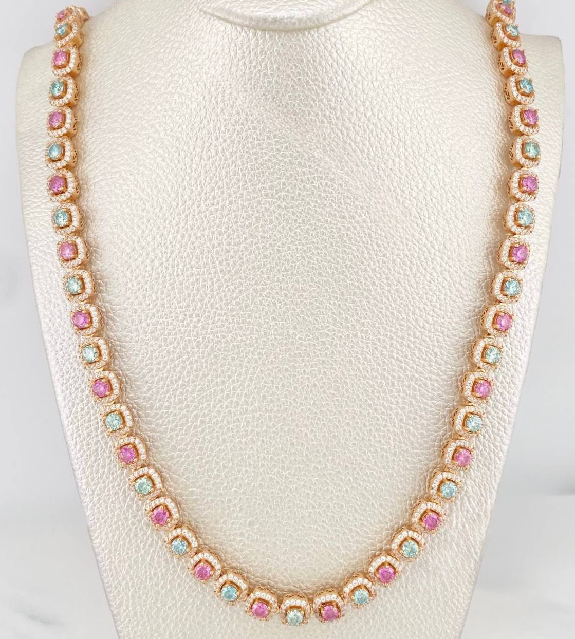 Tennis Chain Moissanites 2.665 cts Diamonds 1.040 pts 76.05g / 22 in / 7.36mm 18K Rose Gold