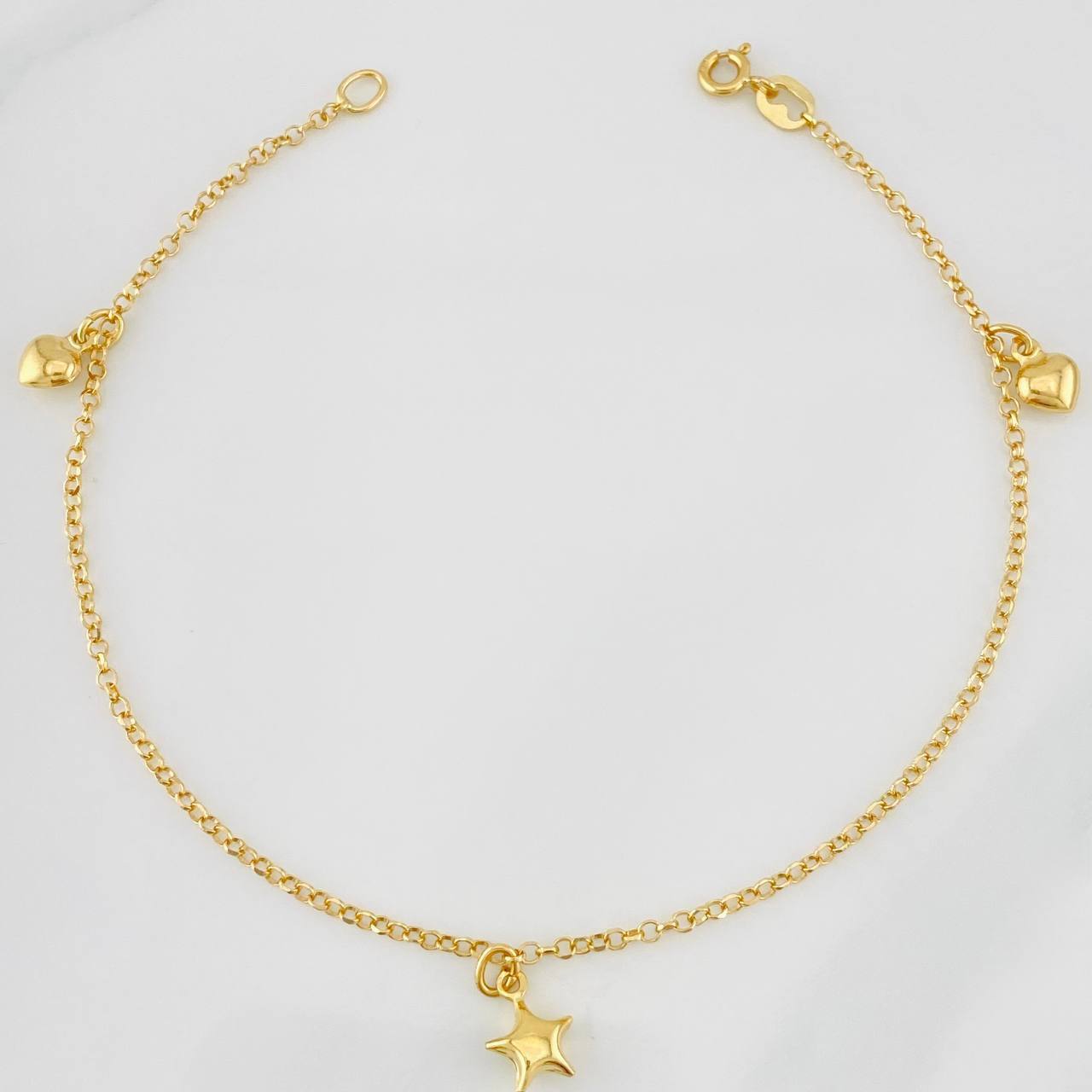 Rolo Figures Anklet 3.05g / 9 1/2 in / 1.78mm Yellow Gold 18K
