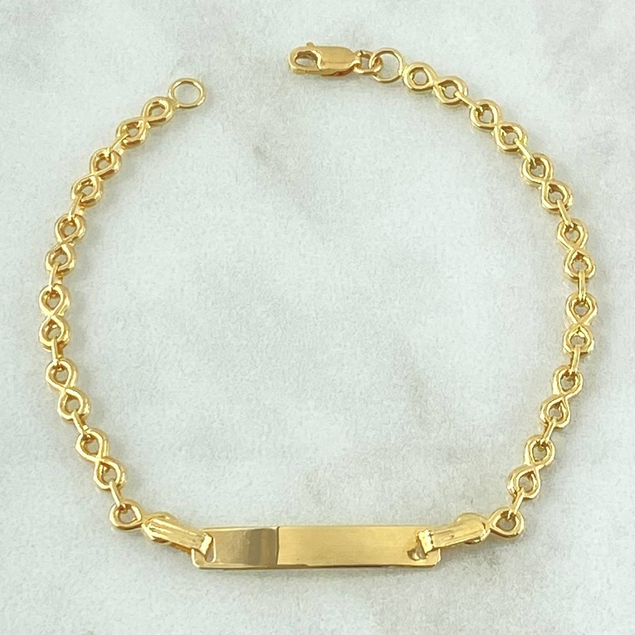 Baby Infinity Bracelet Rectangular Plate 1.95gr / 5.5in / 18K Gold
