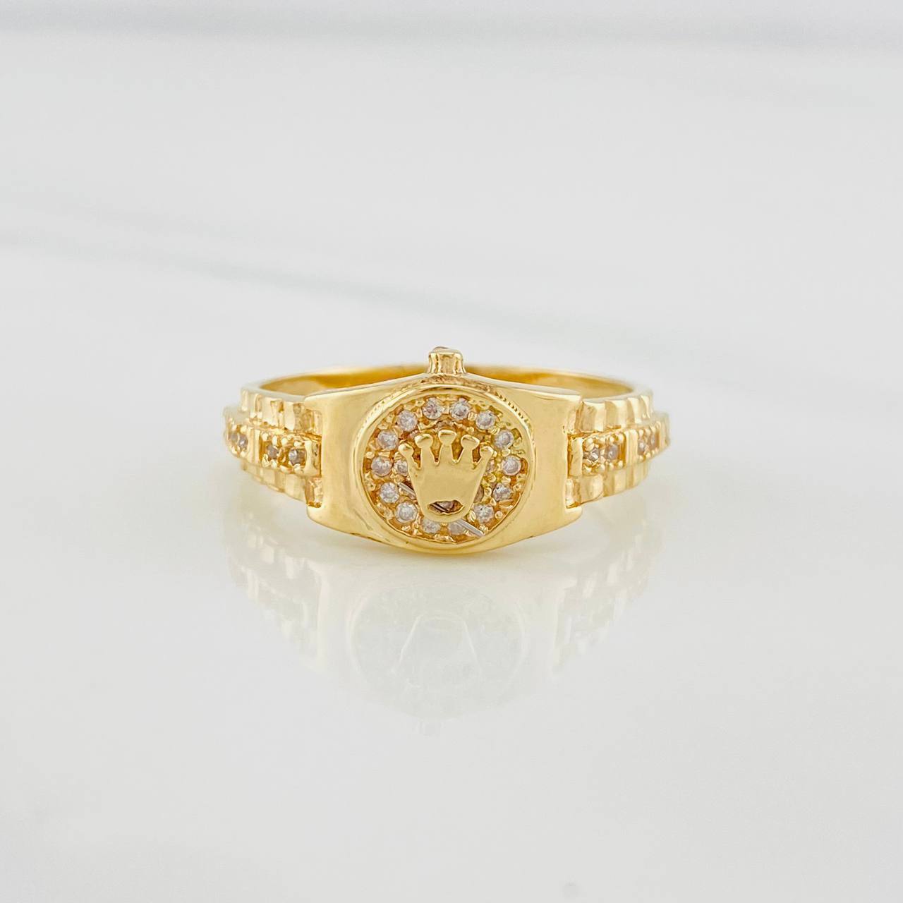 Anillo Corona 4.2g / T8 3/4 Tres Oros 18K