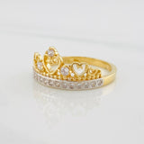 Anillo Corona corazones 2.8g / T7 1/4 Dos Oros Amarillo Blanco 18K