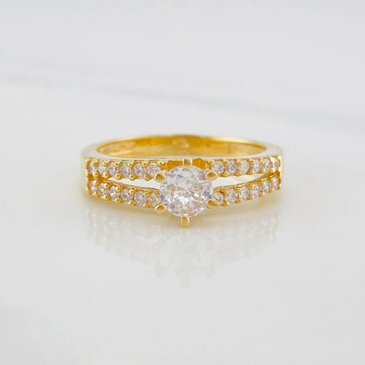 Anillo Solitario Lineas  3.35g / T6 Oro Amarillo 18K