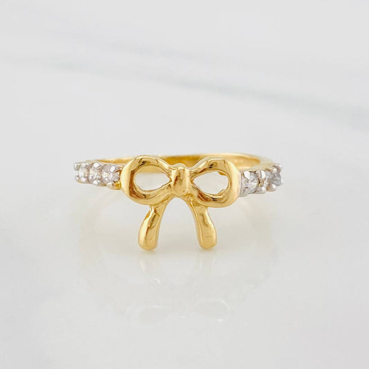 Bow Ring 2.35g / T6 1/2 Two Yellow White Gold 18K