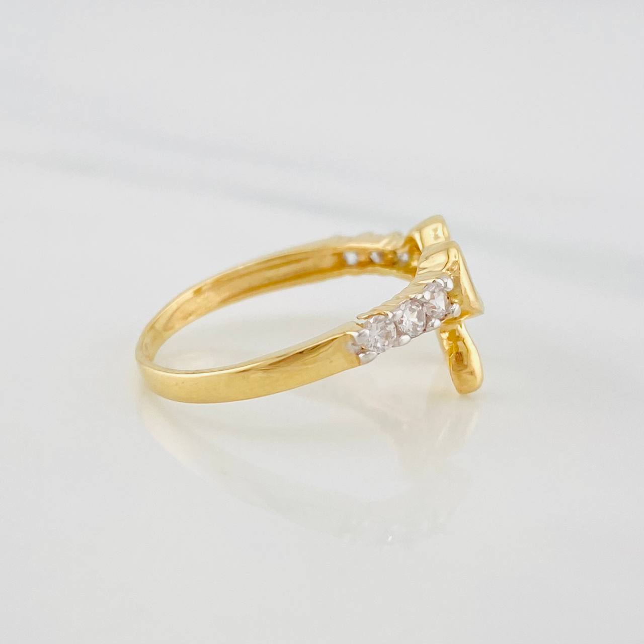 Bow Ring 2.35g / T6 1/2 Two Yellow White Gold 18K