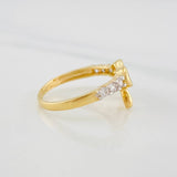 Bow Ring 2.35g / T6 1/2 Two Yellow White Gold 18K