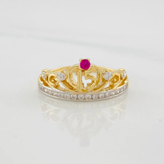 Crown Ring 15 2.9g / T7 1/4 Two-Tone Yellow White Gold 18K