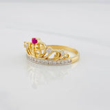 Anillo Corona 15 2.9g / T7 1/4 Dos Oros Amarillo Blanco 18K