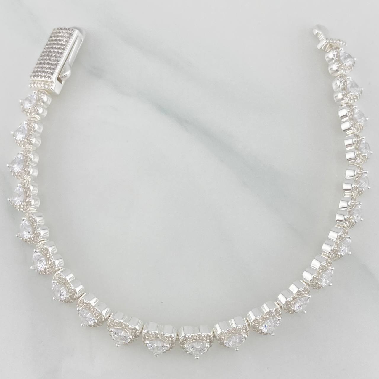 Pulso Tennis Corazon 17.3g / 7 in / 7.23mm Plata 925