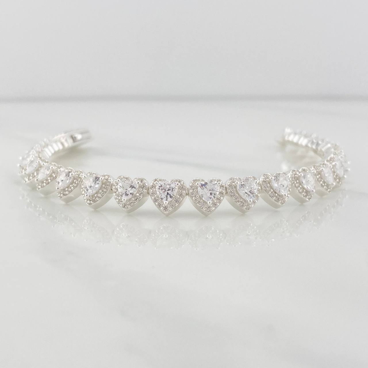 Pulso Tennis Corazon 17.3g / 7 in / 7.23mm Plata 925
