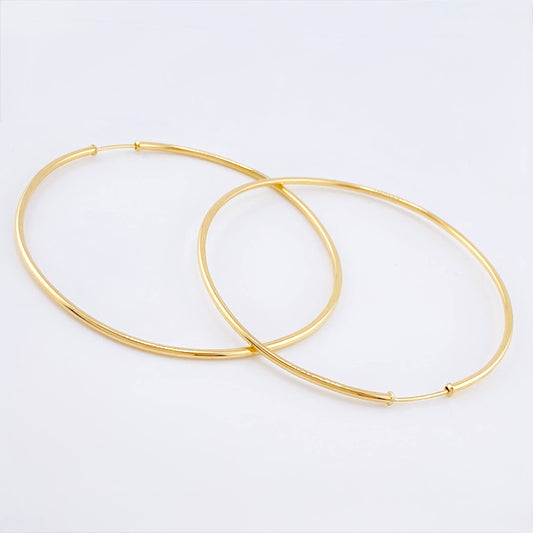 Hoop Earrings Caponeras 5.25gr / 2 1/2 in / Yellow Gold 18K