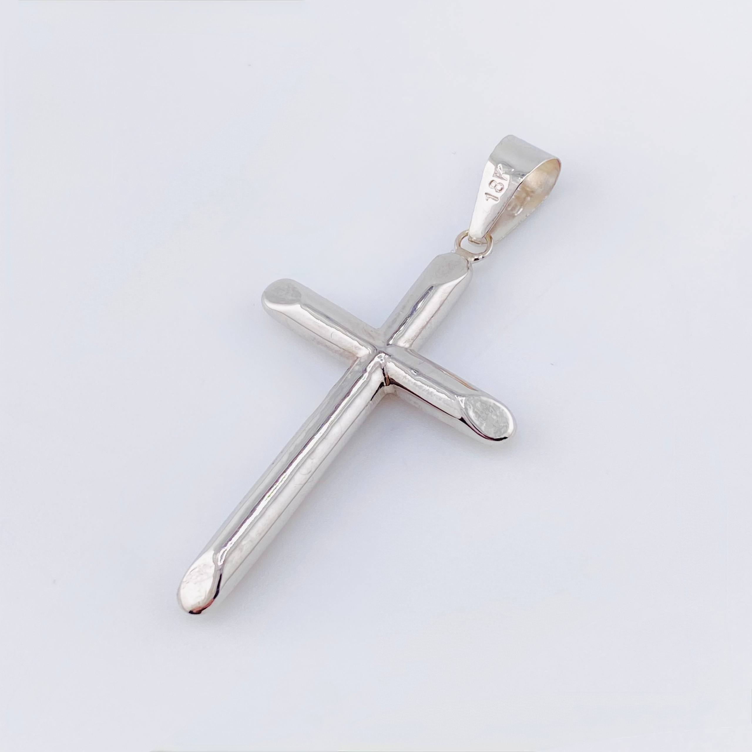 Dije Cruz Puntas Planas 1.5gr / 1 3/4 in / Oro Blanco 18K *
