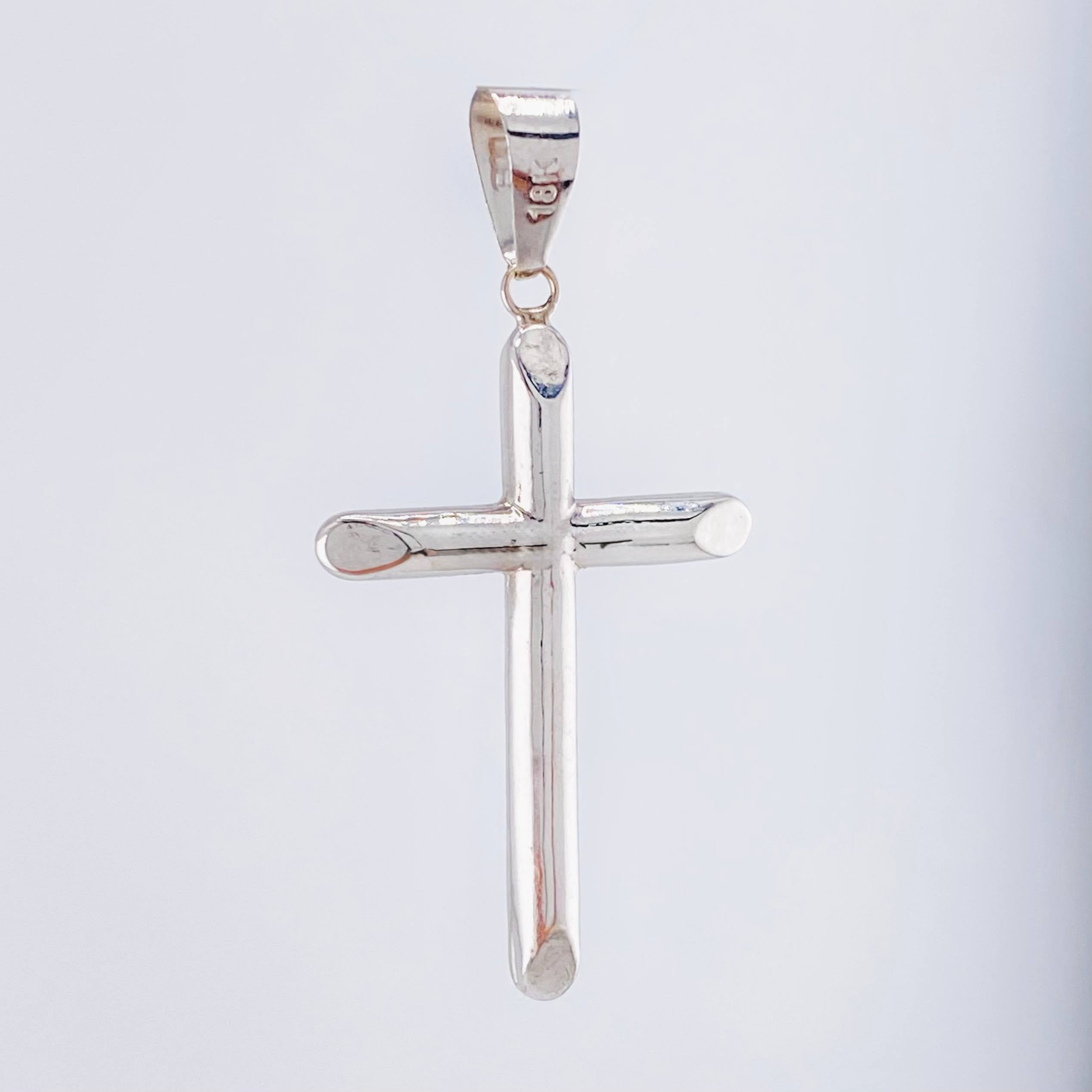Dije Cruz Puntas Planas 1.65gr / 1 3/4 in / Oro Blanco 18K *