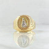 Anillo Virgen Del Carmen Espiral 3.85gr / T11 / Ovalo Texturizado Dos Oros Amarillo Blanco 18K