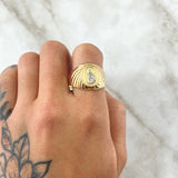 Anillo Virgen Del Carmen Espiral 3.85gr / T11 / Ovalo Texturizado Dos Oros Amarillo Blanco 18K