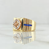 Anillo Burbuja Carriles Laterales Movil 9.05gr / T11 / Circones Blancos Azules Tres Oros 18K