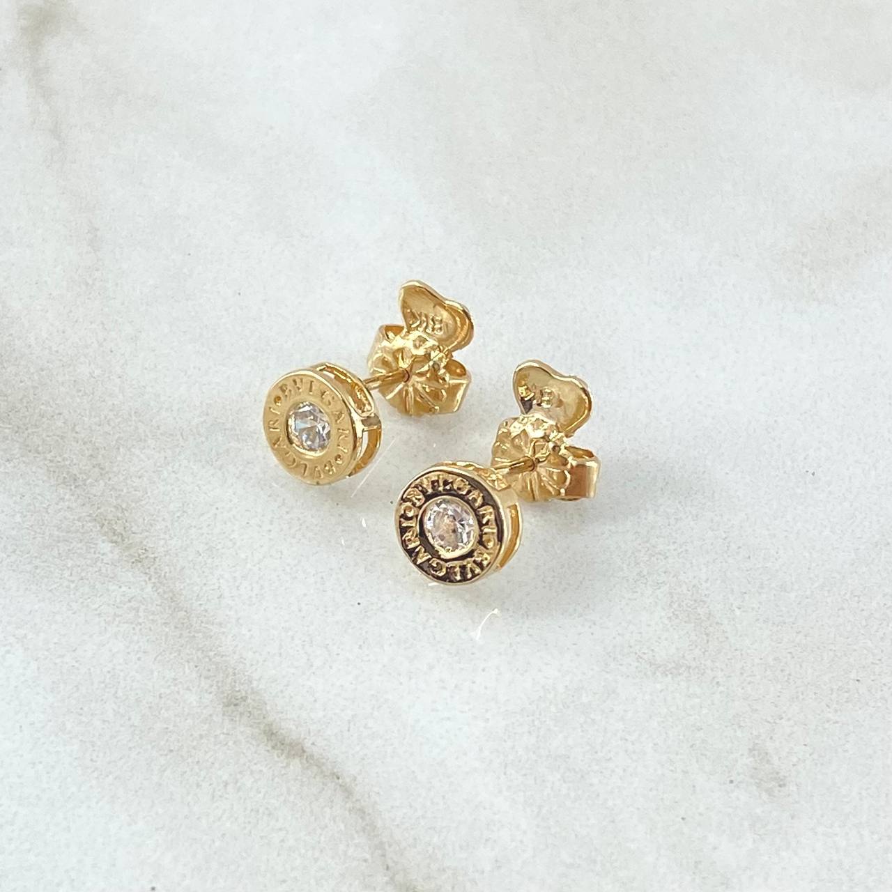 Topos Rusticos 1.7gr / 6.7mm Circon Blanco Oro Amarillo 18K ©