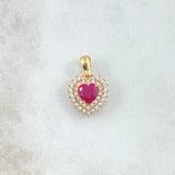 Set Halo Corazón Tupido - Topos 1.3cm - Dije 2cm 6.35gr / Circones Blancos Fucsia Oro Amarillo 18K ©