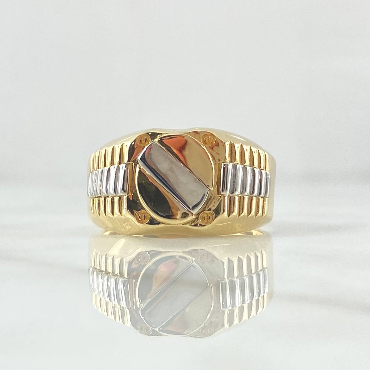 Anillo Correa Trinity 8.4gr / T11 3/4 / Liso Dos Oros Amarillo Blanco 18K