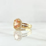 Anillo Solitario Halo de Alejandria 3.65gr / T6 1/4 / Circones Blancos Café Oro Amarillo 18K