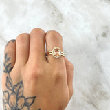 Anillo Solitario Halo de Alejandria 3.65gr / T6 1/4 / Circones Blancos Café Oro Amarillo 18K
