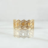 Anillo Cubano  4.2gr / T5 1/2 / Circones Blancos Oro Amarillo 18K