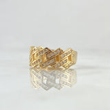 Anillo Cubano  4.2gr / T5 1/2 / Circones Blancos Oro Amarillo 18K