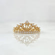 15s Ring Dotted Crown 2.2gr / Size 7 1/4 / White Zircons 18K Yellow Gold