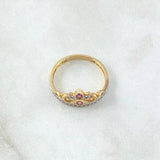 Anillo Corona de Buquet 2.5gr / T5 3/4 / Circones Blancos Lila Dos Oros Amarillo Blanco 18K