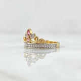 Anillo Corona de Buquet 2.5gr / T5 3/4 / Circones Blancos Lila Dos Oros Amarillo Blanco 18K