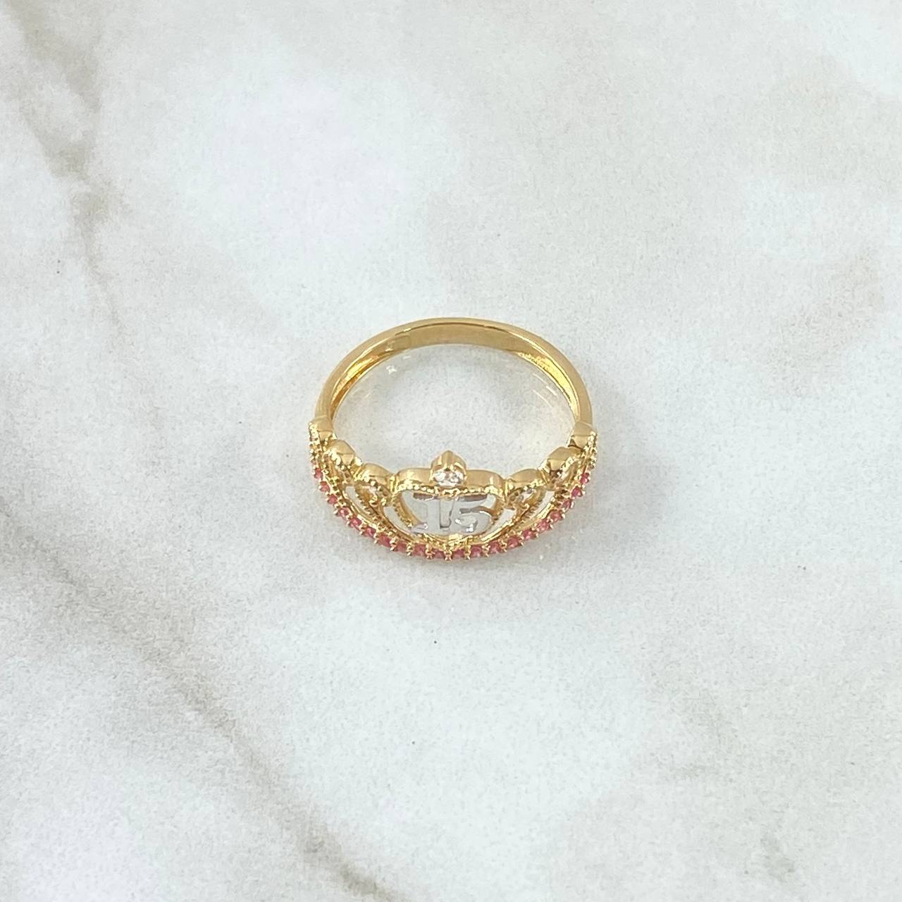 Crown Ring 15's 2.15g / T6 1/2 Two-Tone Yellow White Gold 18K